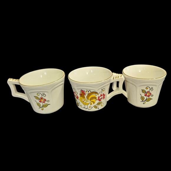 Mikasa Terra Stone Heritage T125 Rooster Coffee Cups Set of 3 Japan Vintage - Picture 2 of 4